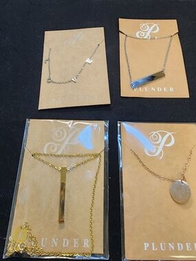 4 Plunder Design Necklaces Gold & Silver NWT